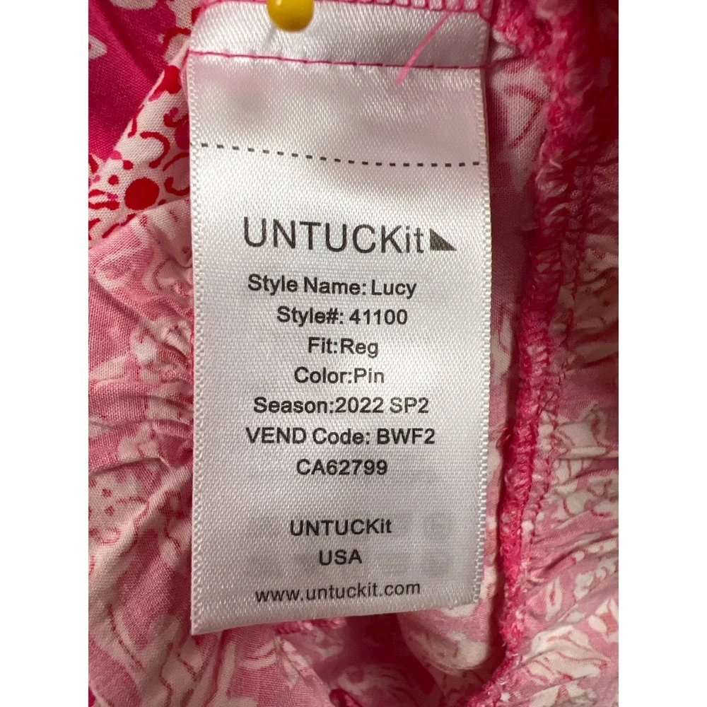 UNTUCKit Lucy Dress Women M Pink Floral Sleeveless Tie Waist Ruffle Hem Resort
